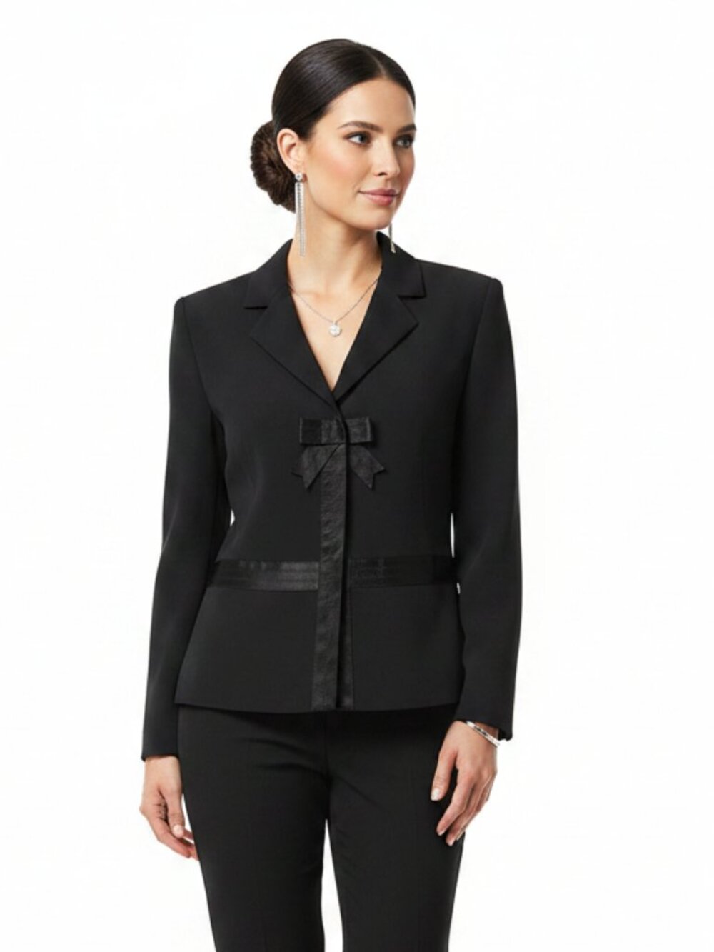 Nipon Boutique Black Snap Front Long Sleeve Evening Jacket NEW‎ 12